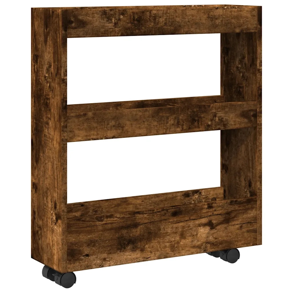 Carrello Stretto a 3 Livelli Rovere Fumo in Truciolato 855245