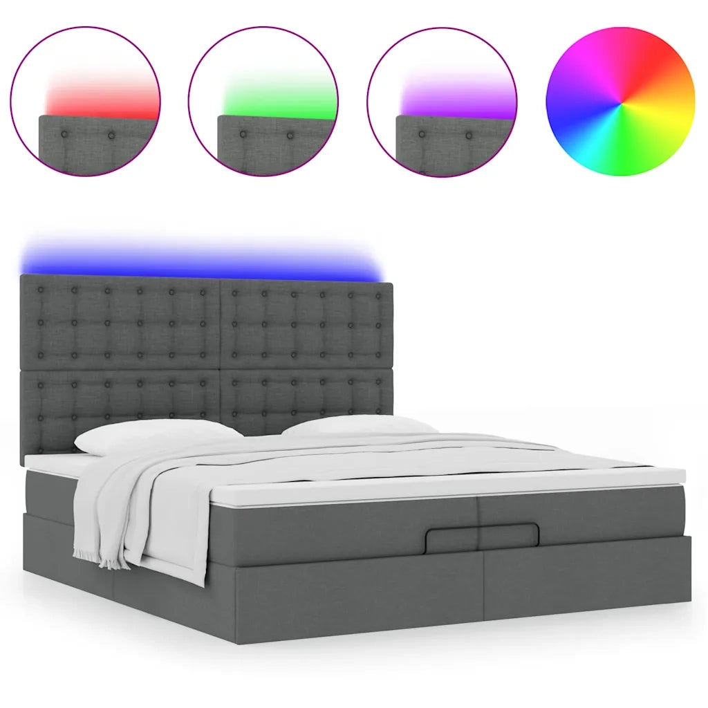 vidaXL Struttura Letto Pouf con Materassi 200x200 cm in Tessuto