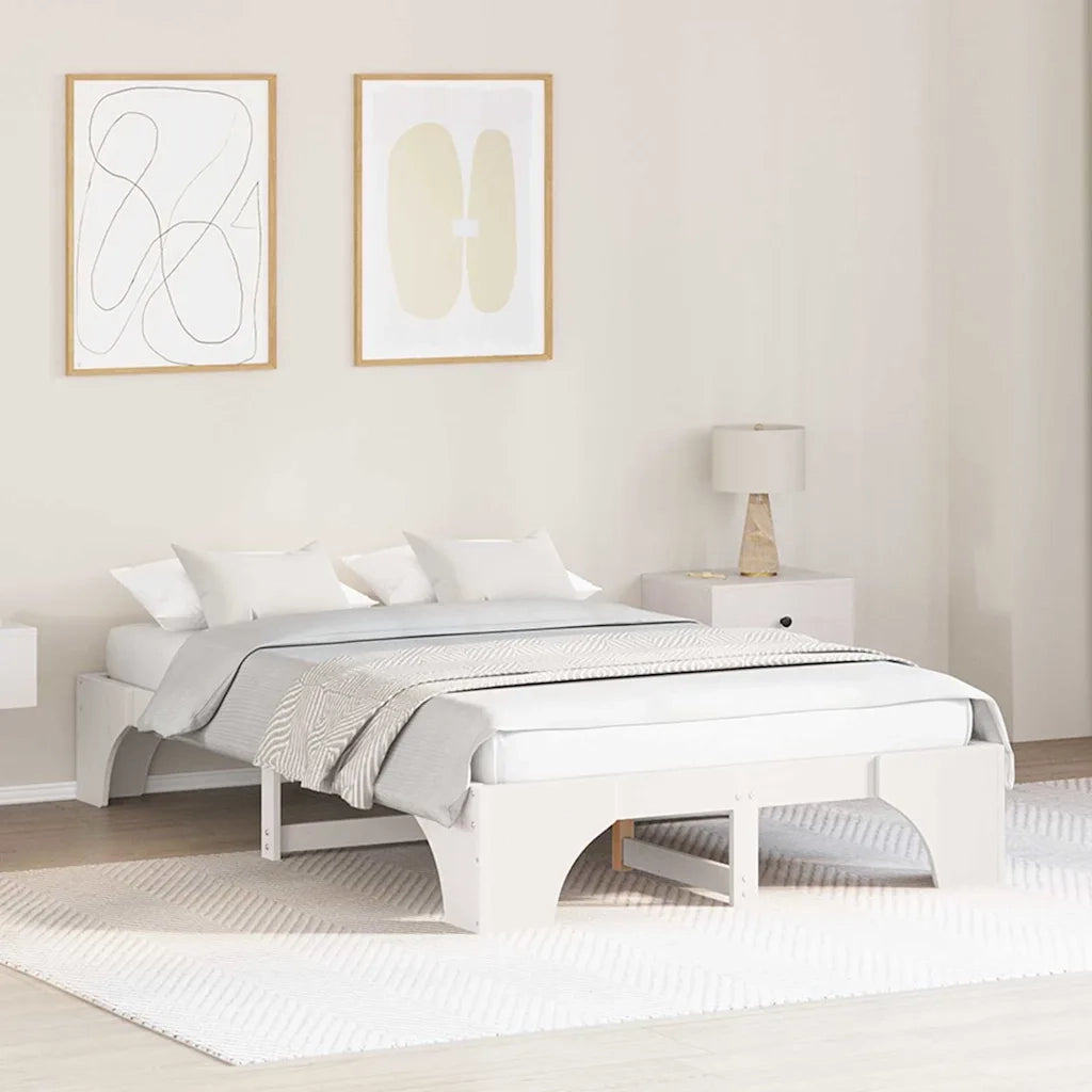 Struttura del letto Bianco 135 x 190 cm Pino massello
