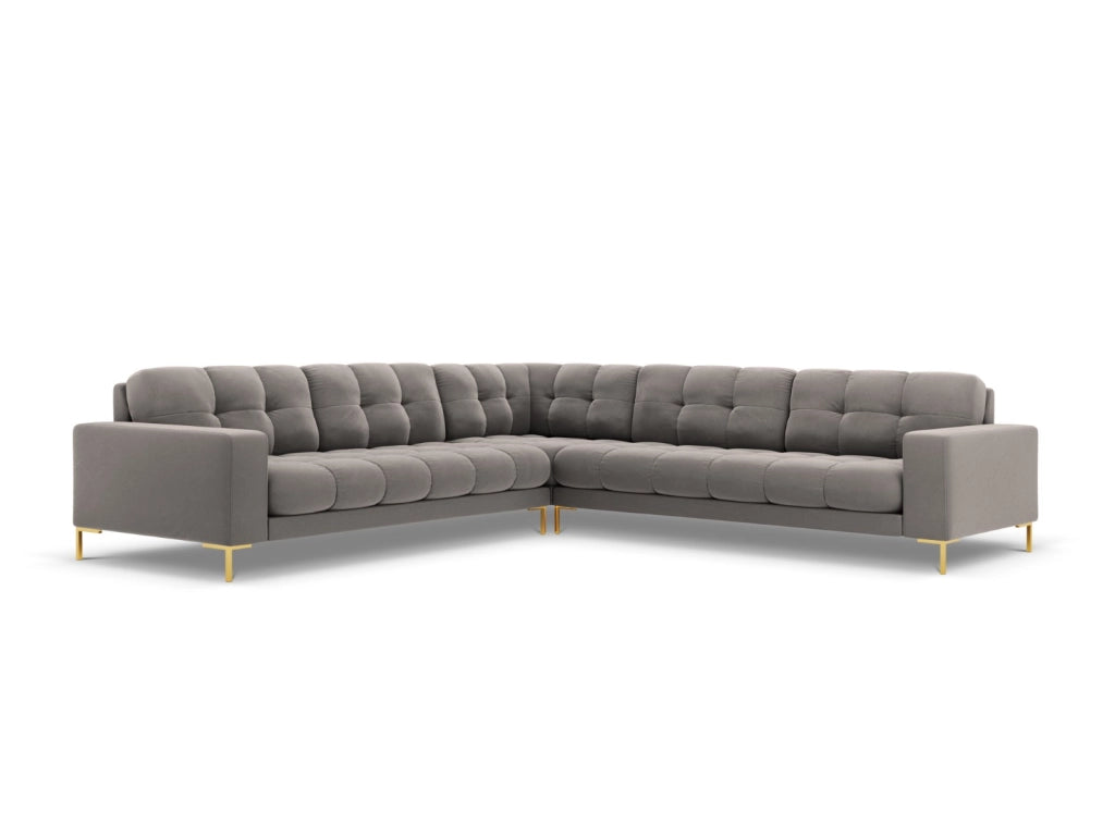 Cosmopolitan Design - Divano angolare reversibile "Bali" 6 posti in velluto grigio chiaro 