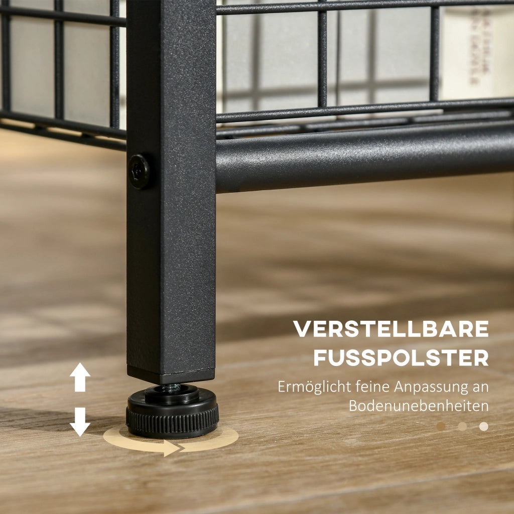 Tavolino da caff¨¨ con ripiano in vetro temperato, 2 livelli, design classico, struttura in metallo ¨C zephmum ¨C Nero