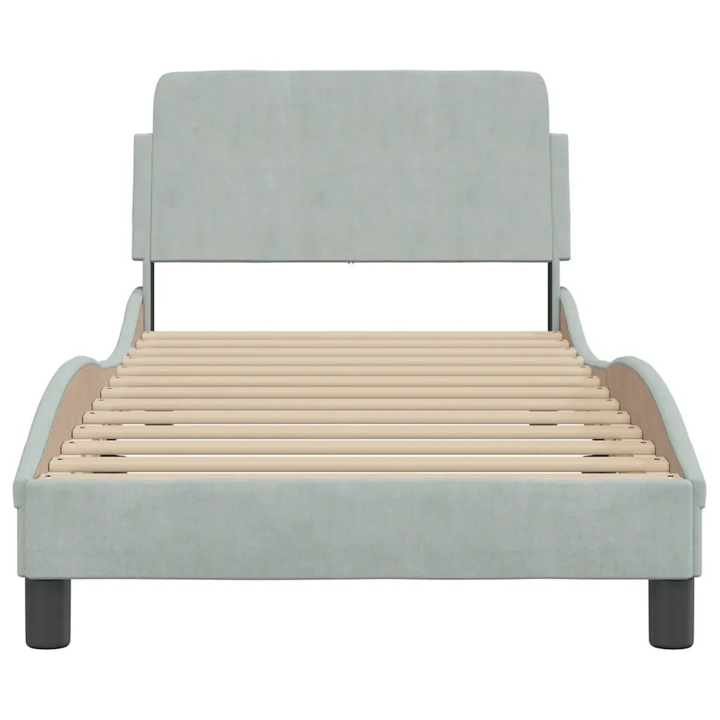 Giroletto senza Materasso Grigio Chiaro 90x190 cm Velluto