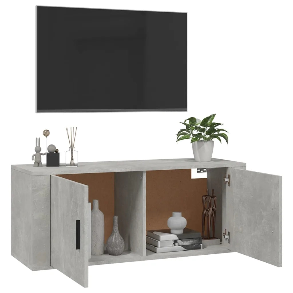 Mobile Porta TV a Parete-Mobile per TV-Credenza TV Grigio cemento 100x34,5x40 cm