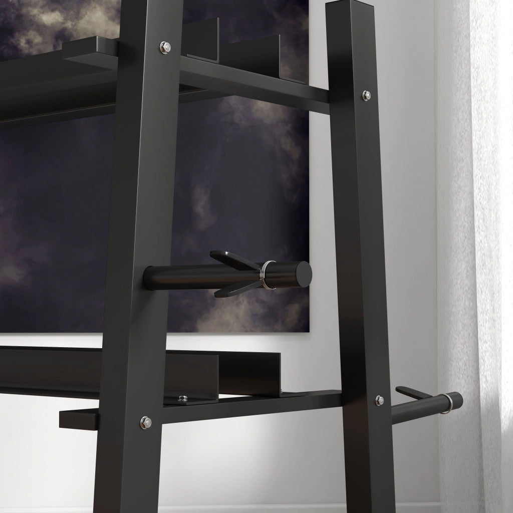Supporto per bilanciere a 3 livelli, fino a 200 kg, in acciaio, nero, 131x75x80 cm, per palestra e allenamento a casa