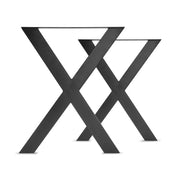 X-SHAPED - Set di 2 piedi per tavolo in acciaio polverizzato con forma ad "X". Colore nero. Altezza da terra 71cm