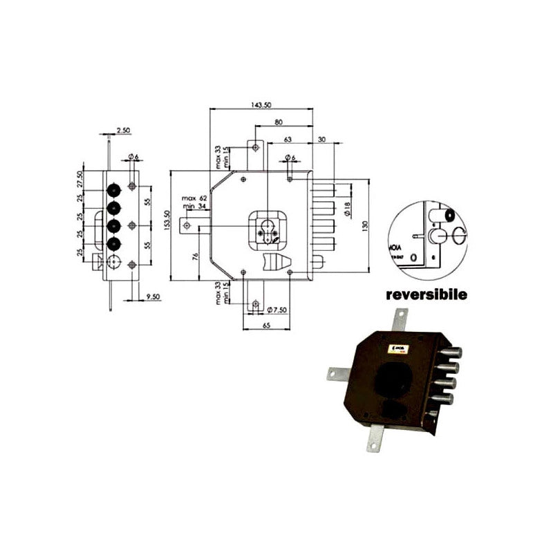Serratura Sic.Quintupl.Dx Cil. G456 Moia