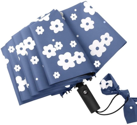 Paraplu Opvougbile con Protezione UV UPF50+ - Leggero - Resistente al Vento fino al Livello 5 - Funzione di Apertura/Accensione Automatica - Foglia di Loto Impermeabile all'Acqua - Struttura in Fibra di Vetro - Paraplu da Viaggio