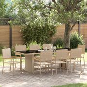 Set da Pranzo da Giardino 9 Pezzi Beige in Polyrattan