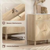 Credenza Buffet 77x30x80 cm con Piano d'Appoggio Effetto Marmo in Legno Rovere