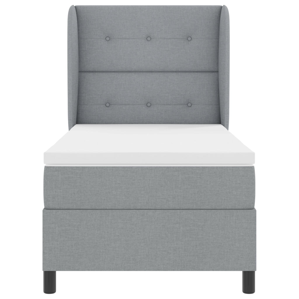 Letto a Molle con Materasso Grigio Chiaro 90x200 cm Tessuto
