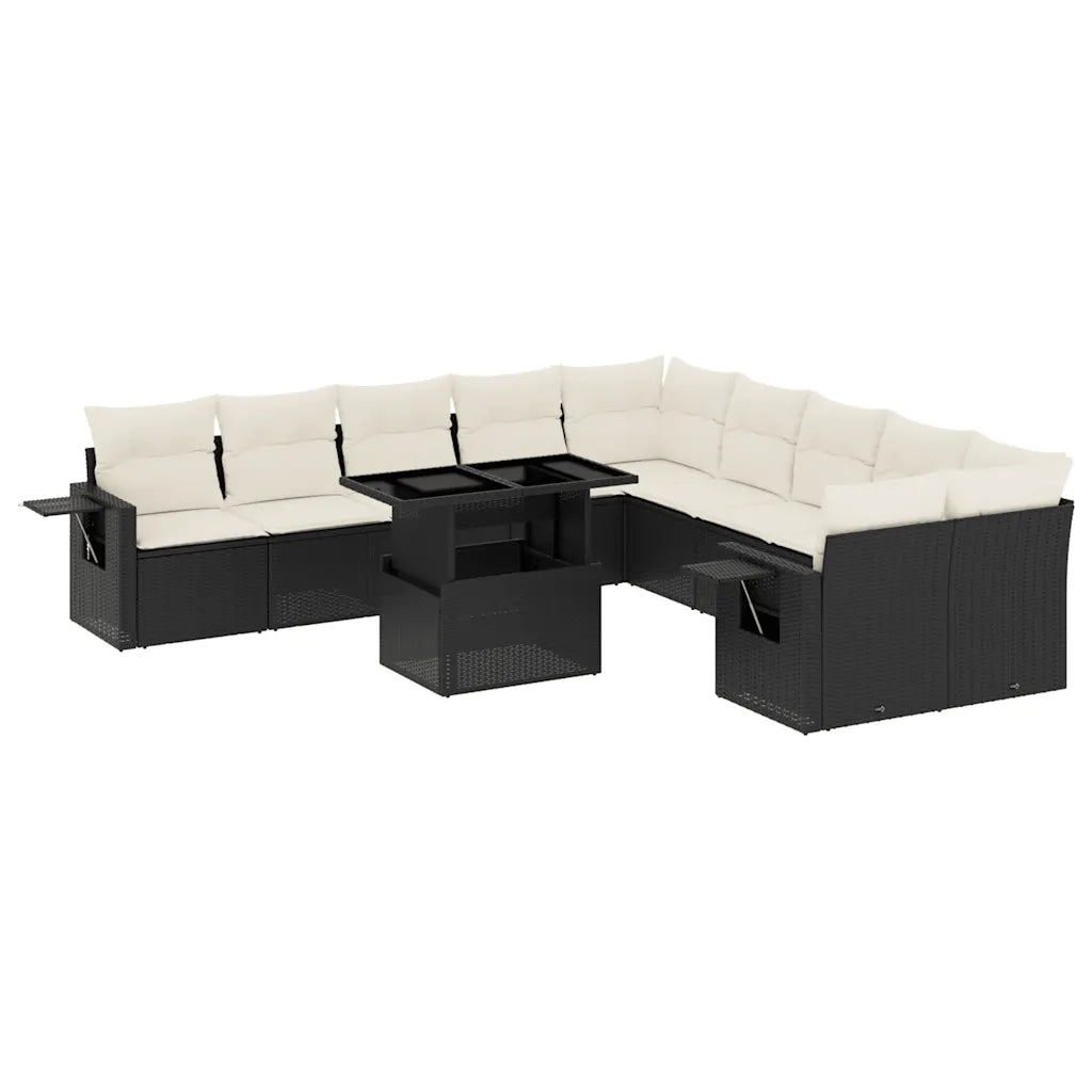 Set Divani da Giardino 11 pz con Cuscini in Polyrattan Nero 3268166