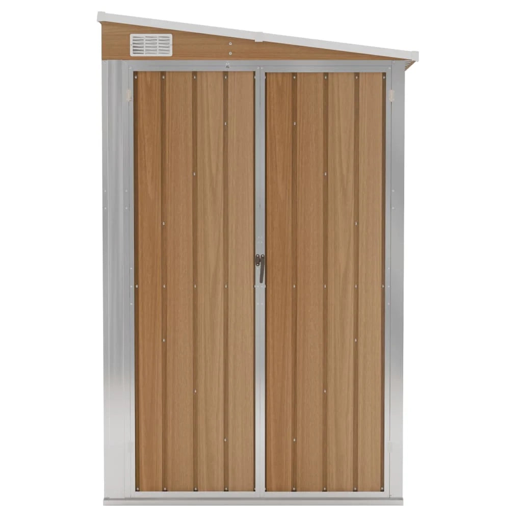Casetta da giardino a parete 118 x 100 x 178 cm acciaio zincato marrone 02_0044057