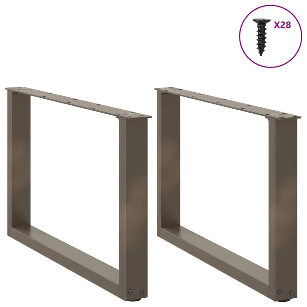 Set di 2 gambe regolabili per tavolino da caffè a forma di U 70 x 42 x 43 cm design moderno acciaio naturale 02_0057407