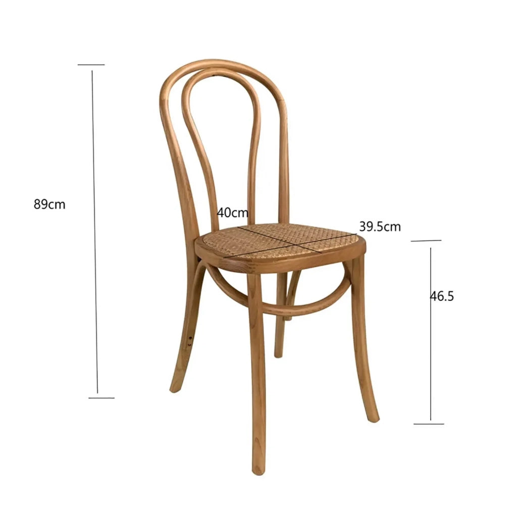 LÚZETE - SEDIA IN LEGNO DI BETULLA CON SEDUTA IN RATTAN NATURALE AKIRA
