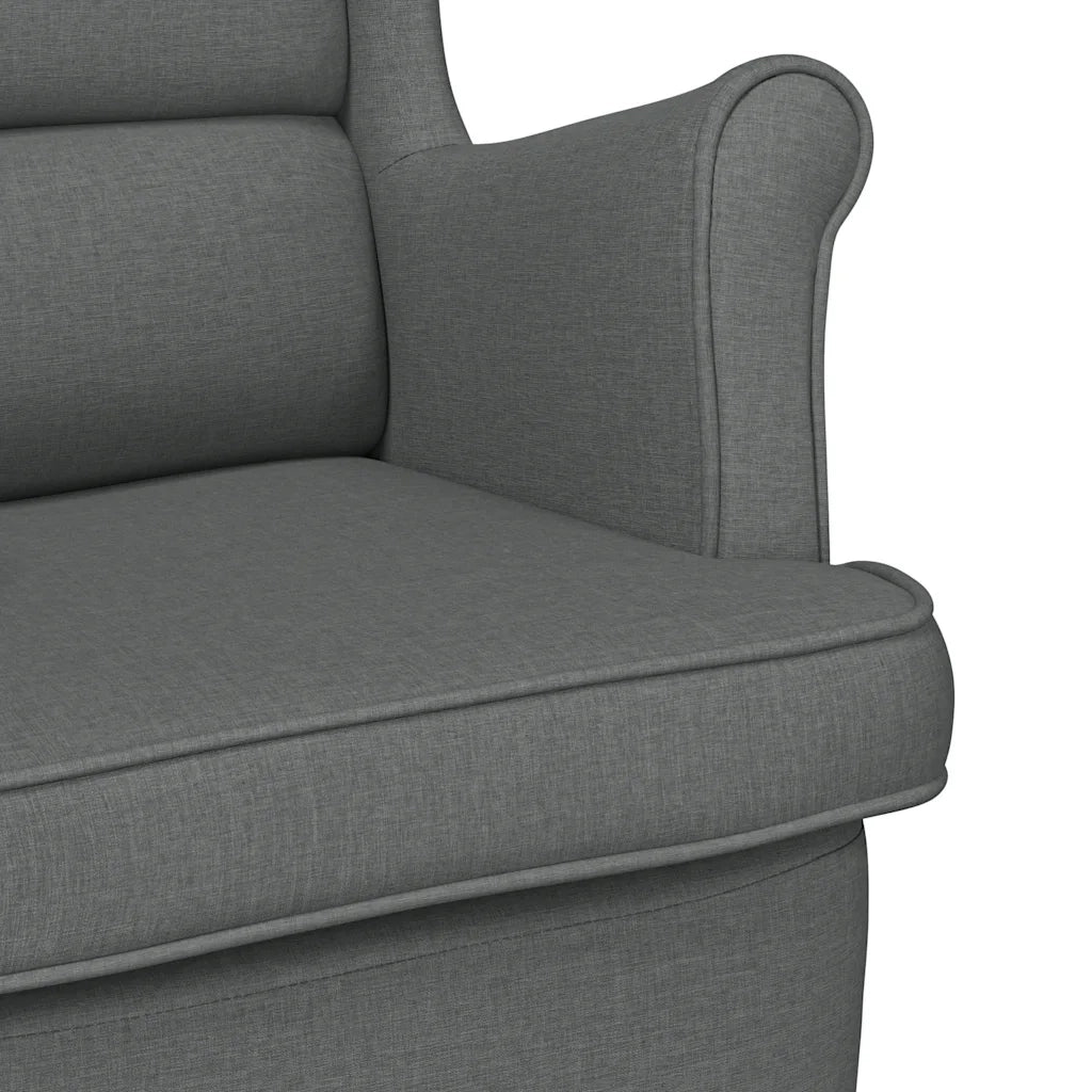 Poltrona | Sedia a Dondolo Grigio Scuro 74x90x102 cm in Tessuto