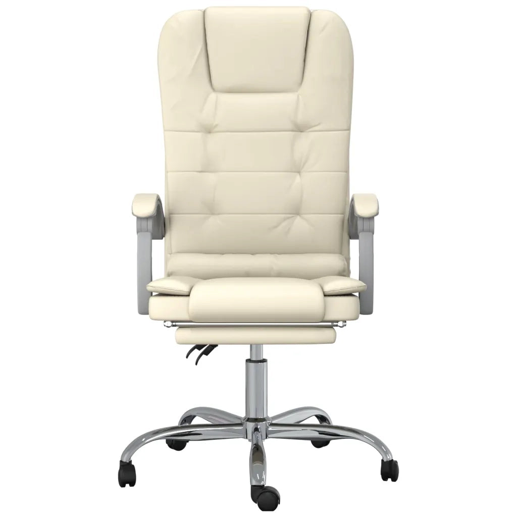 Poltrona da Ufficio Massaggiante | Sedia Relax Reclinabile Crema Similpelle