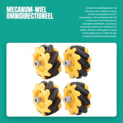 Mecanum Ruota - Direzione Omnidirezionale - Garanzia Qualità - Giallo e Nero - Robotica - Progetti Auto Guidati DIY - 48 mm