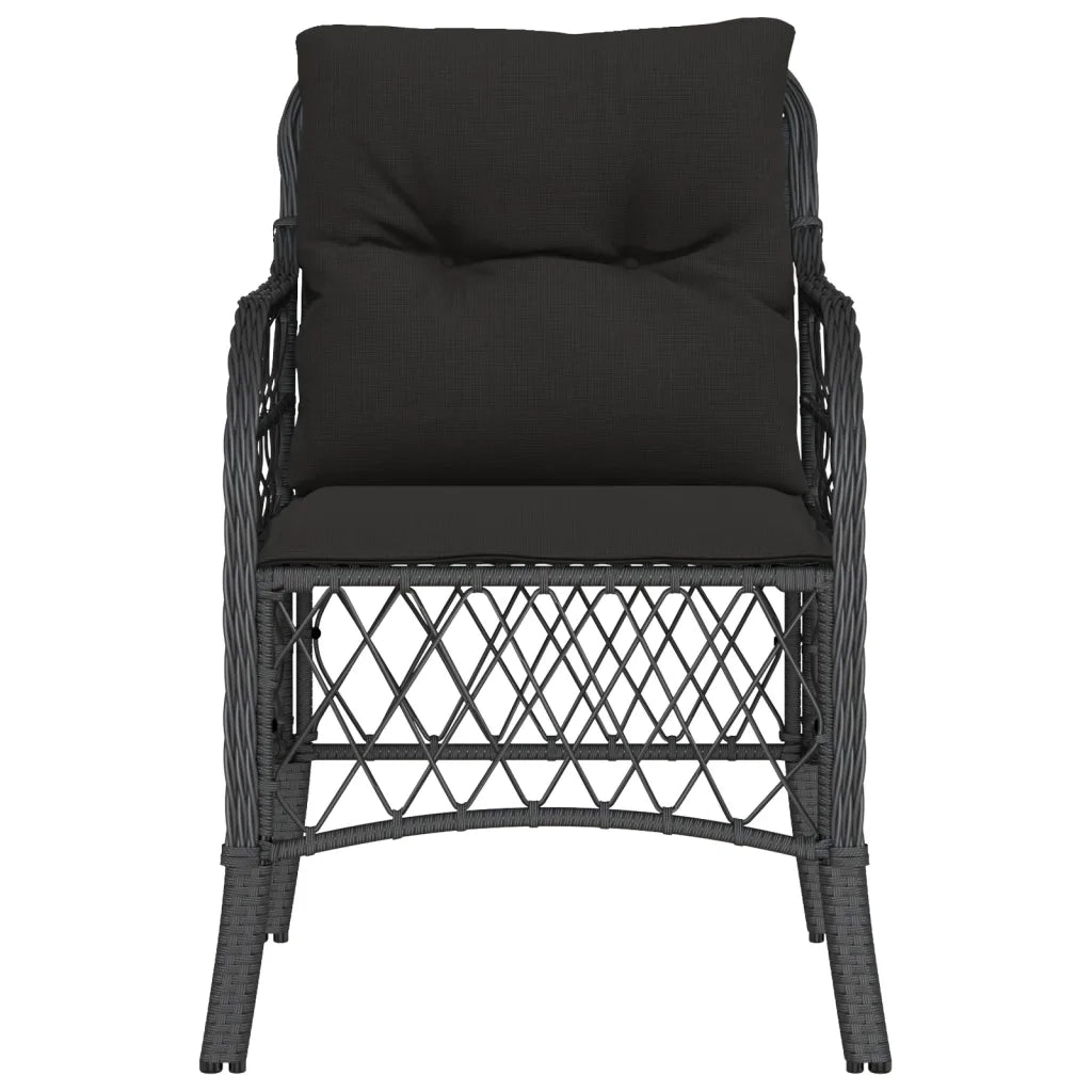 Sedie da Giardino con Cuscini 2 pz | Sedie da Esterno Nere in Polyrattan