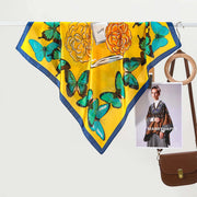 Sciarpa in seta con stampa a farfalle in stile francese, un accessorio sofisticato e versatile per le donne, perfetto come regalo.