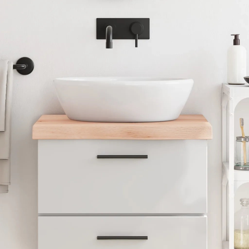 Piano Bagno 60x60x(2-6) cm in Legno Massello Non Trattato 3156016