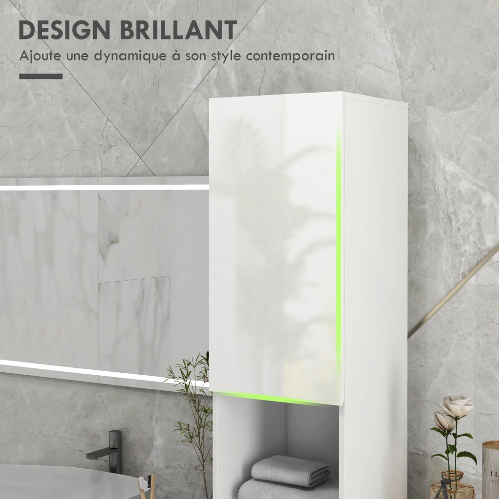 Mobile bagno colonna 2 ante con ripiani regolabili e 2 nicchie ¨C zephmum ¨C 30x30x181,5 cm bianco