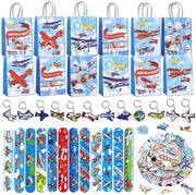 Set di Festa Aereo 86 pezzi - Decorazione di Compleanno Aereo - Borse di Regalo - Bende per Occhi - Tatuaggi Temporanei - Sticker - Articoli di Festa Aereo