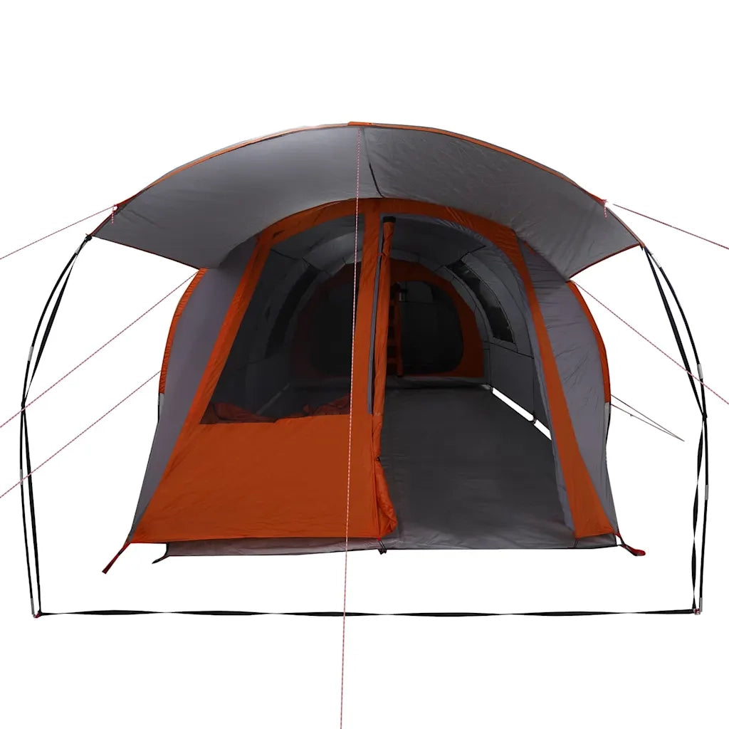 Tenda tunnel per 4 persone con tetto Grigio e arancione