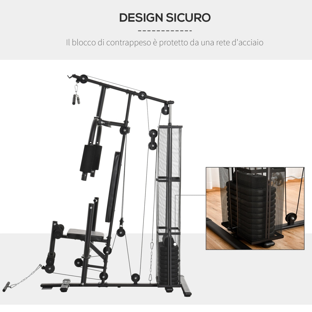 Attrezzo Palestra Multifunzione ¨C zephmum ¨C Nero Acciaio 150x110x210cm