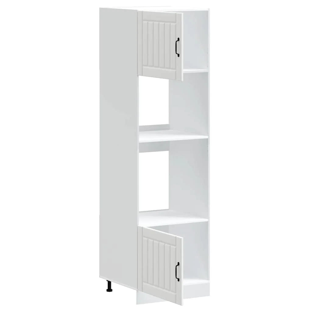 Set di 2 mobili forno classici 60 x 57 x 207 cm con piedini regolabili stile moderno legno ingegnerizzato bianco 02_0055706