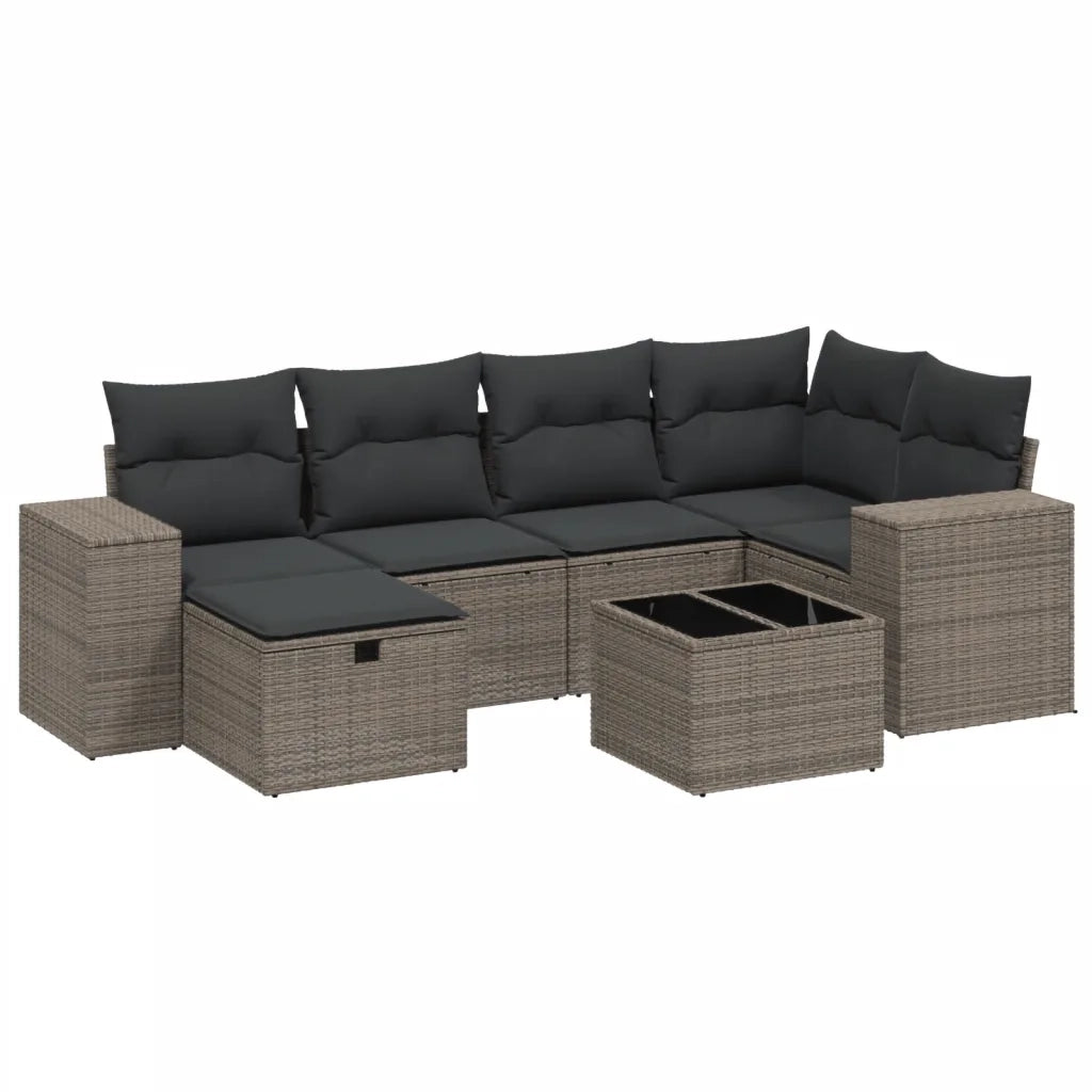 Set Divani da Giardino 7pz con Cuscini Grigio Chiaro Polyrattan 3264428