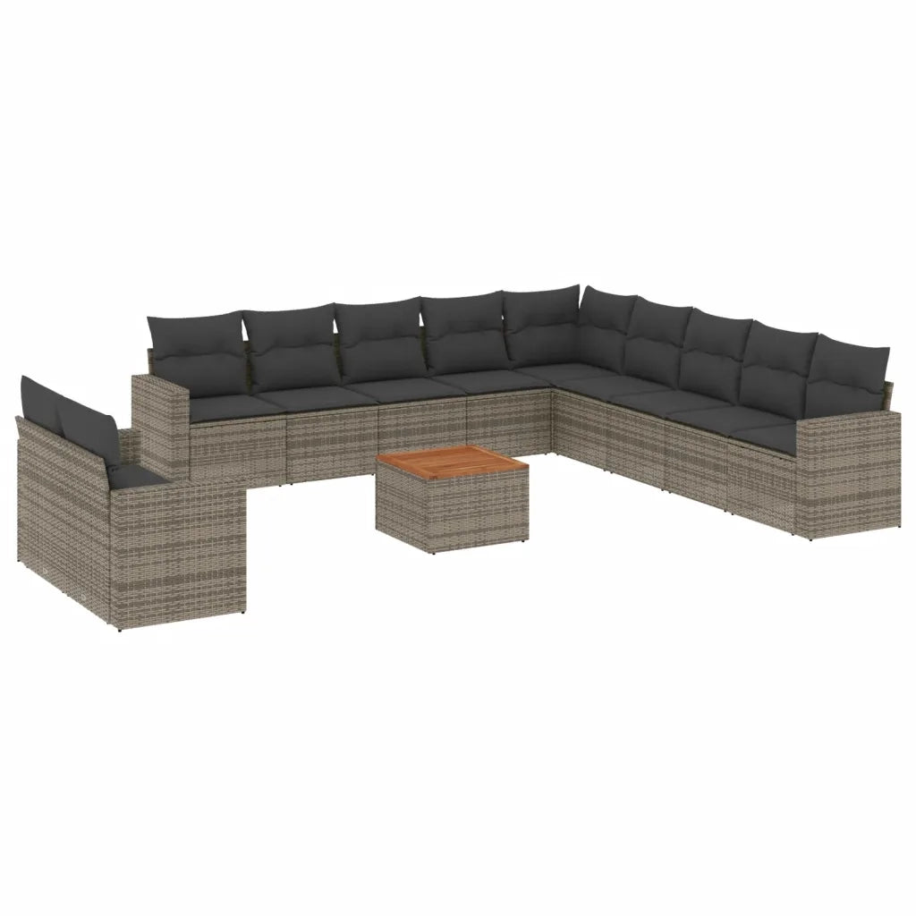 Set Divani da Giardino 12 pz con Cuscini Grigio in Polyrattan 3256536