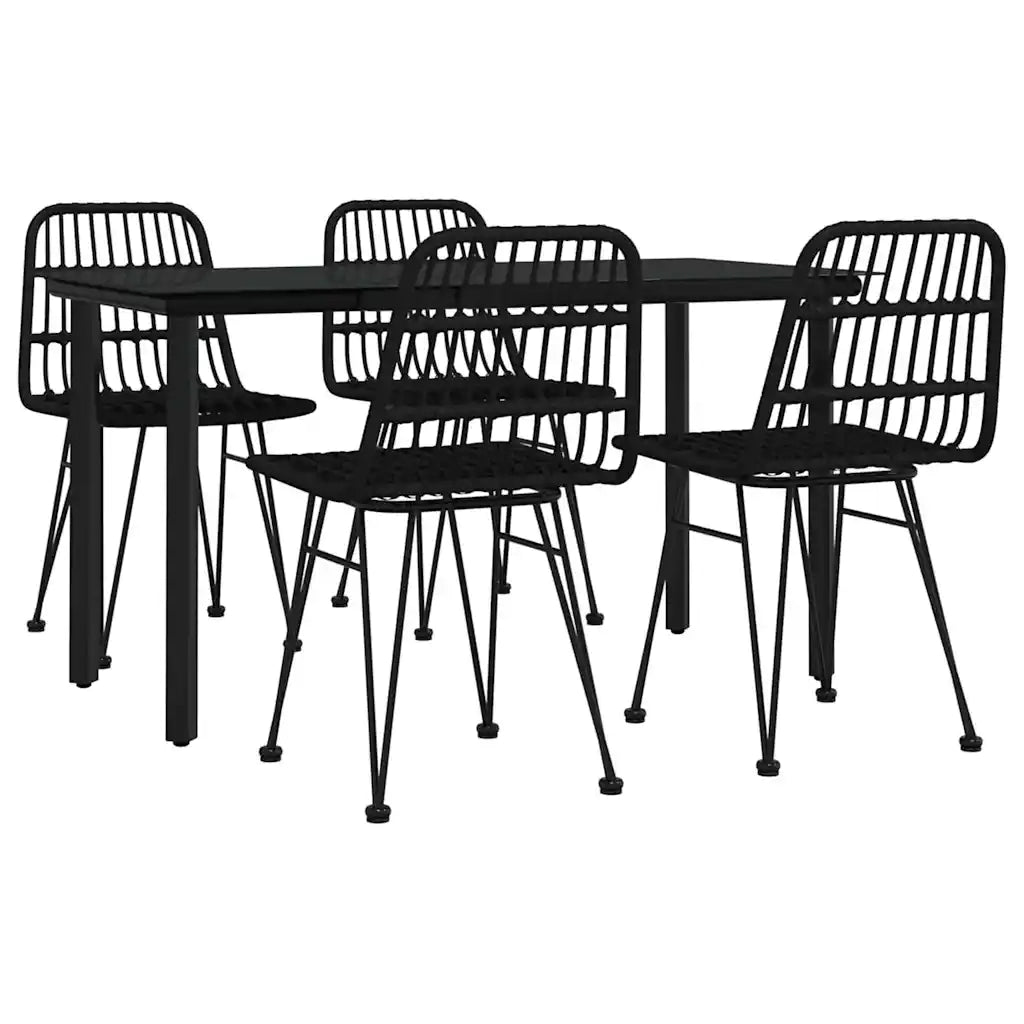 Set da Pranzo da Giardino 5 pz Nero in Polyrattan cod mxl 35596