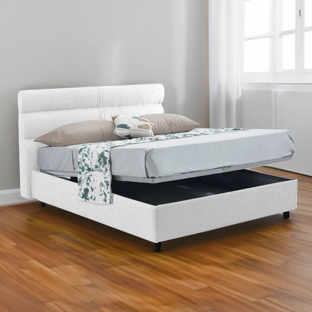 Letto Matrimoniale Brienno, Letto Matrimoniale Sfoderabile Made in Italy, Bianco