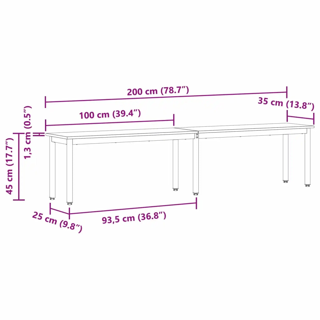panchina Legno vecchio 200 x 35 x 45 cm Legno multistrato CFW7438447