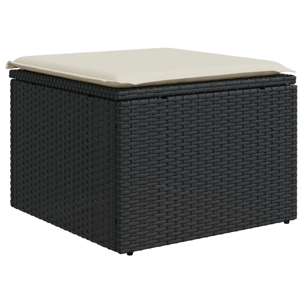 Sgabello Giardino con Cuscino Nero 55x55x37 cm in Polyrattan CFW3581271