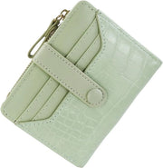 Portafoglio in pelle PU per donne con molte tasche per carte, tasca per monete e tasca per documento, verde, stile trendy e compatto