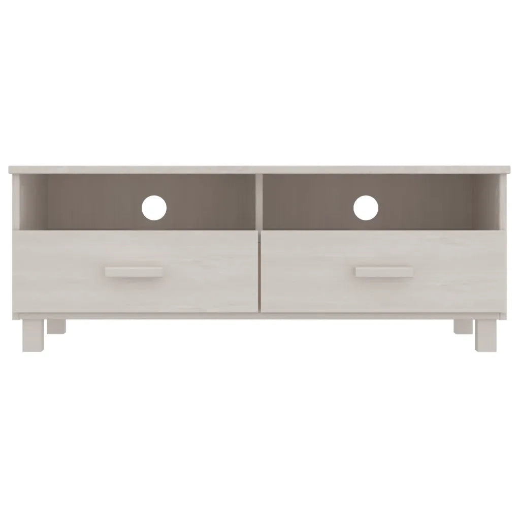 Mobile TV HAMAR Bianco 106x40x40 cm in Legno Massello di Pino 340469