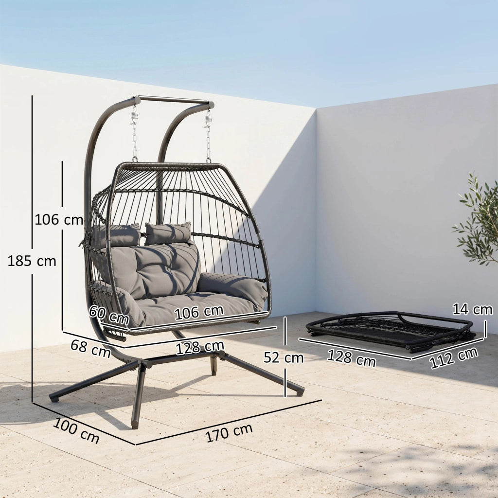 Sedia a dondolo pieghevole con cuscino ¨C Zephmum ¨C Struttura in metallo, colore grigio scuro