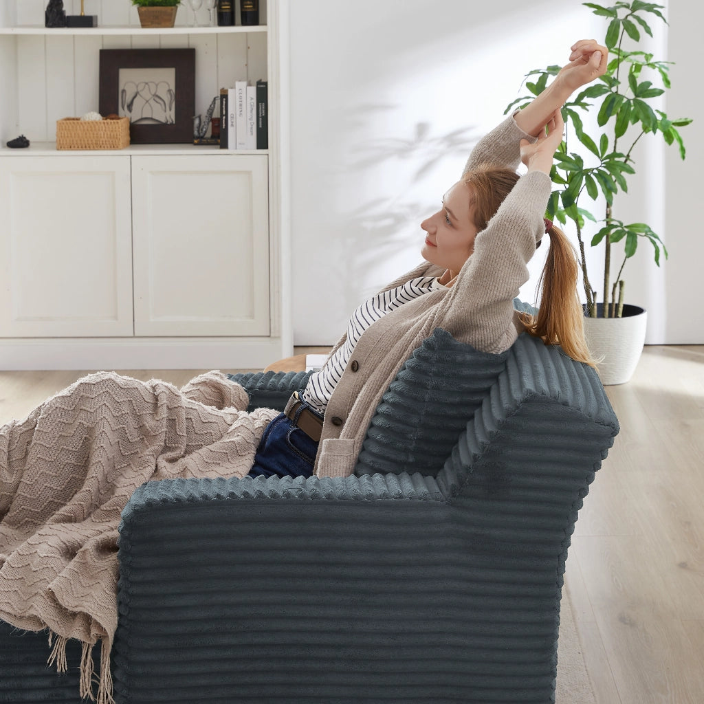 Chaise longue divano letto salvaspazio con imbottitura in schiuma e molle insacchettate in velluto a coste grigio scuro