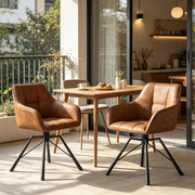 SEDIA girevole con braccioli 58,5x82,5x54,5 cm pelle sintetica marrone chiaro Set da 2 pezzi