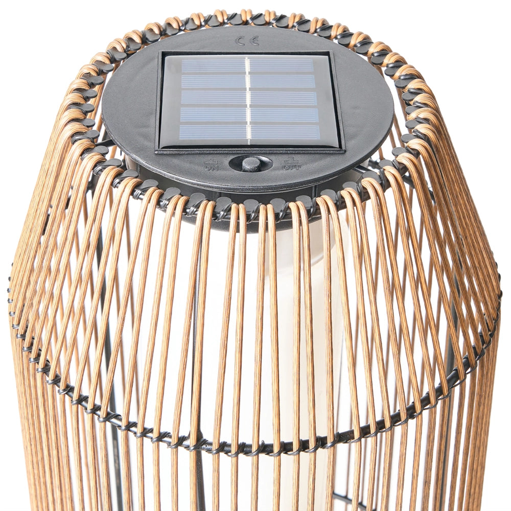 Lanterna solare da esterno Materiale sintetico naturale Paralume in tessuto LED Giardino Patio A basso consumo energetico