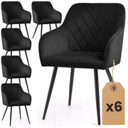 Set di 6 Sedie in velluto con cuciture a rombi VELTO Nero gambe nere