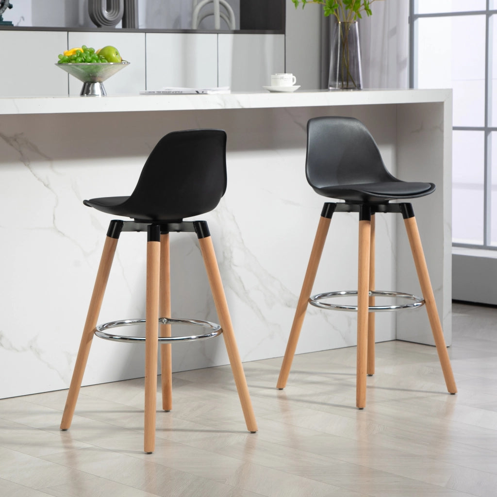 Sgabelli da Bar con Schienale e Poggiapiedi ¨C Zephmum ¨C 2 Pezzi Imbottiti 43x43x91 Nero
