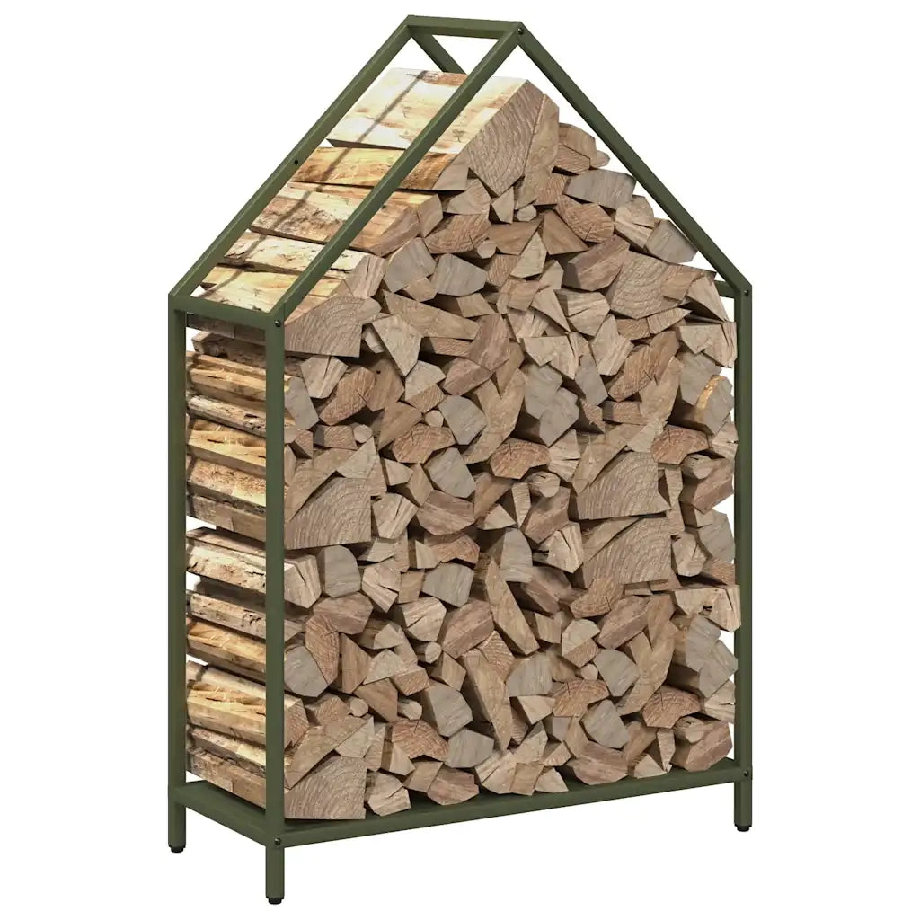 Rastrelliera per Legna da Ardere Verde Oliva 60x25x90 cm 864310