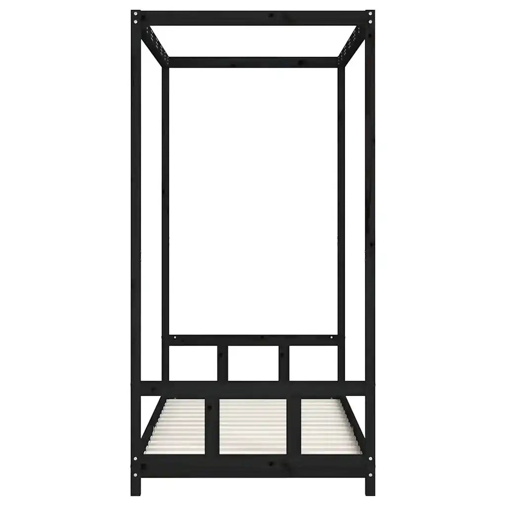 Giroletto per Bambini | Letto Infantile | Lettino Nero 90x190 cm in Legno Massello di Pino