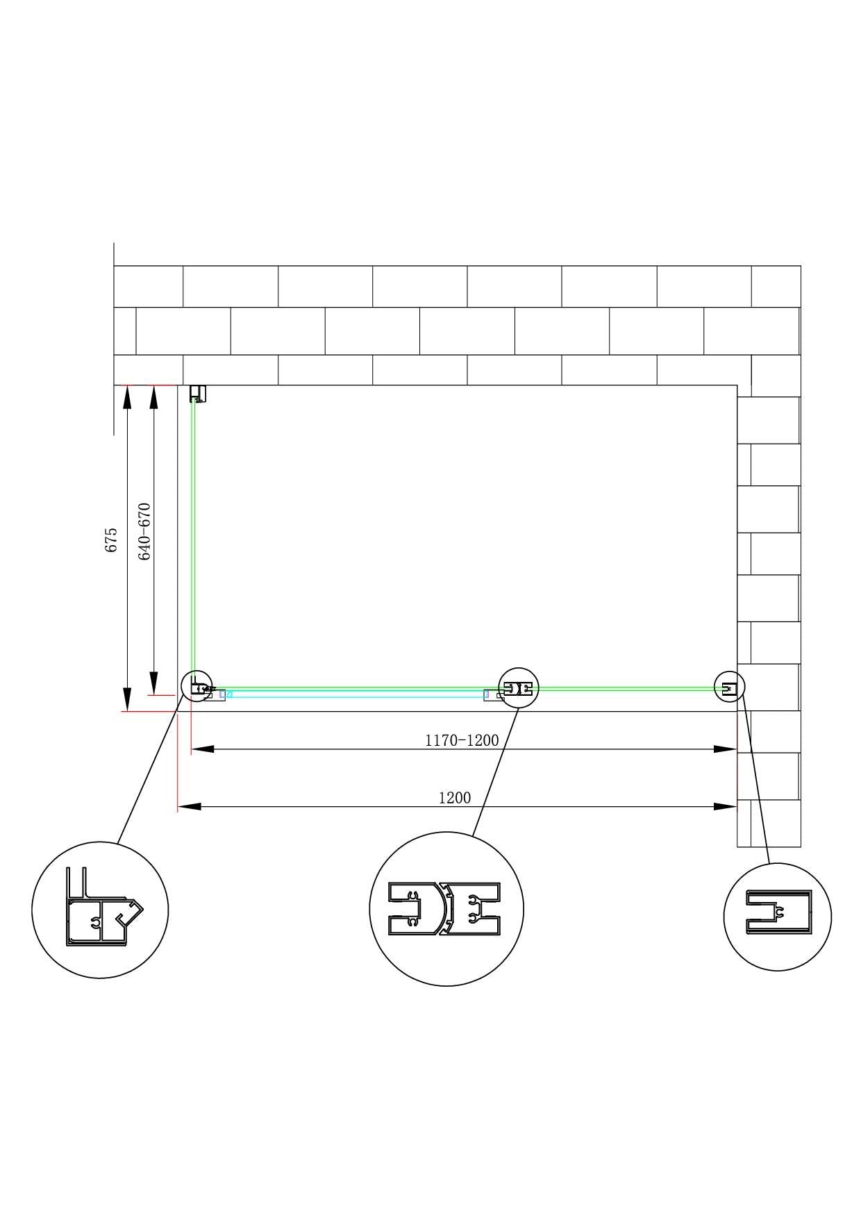 Box doccia angolare parete fissa e porta battente e fisso in linea vetro 6 mm reversibile Misura Fisso 64-67 porta 117-120 (35+65)  