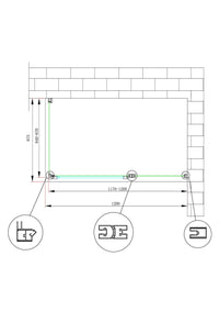 Box doccia angolare parete fissa e porta battente e fisso in linea vetro 6 mm reversibile Misura Fisso 64-67 porta 117-120 (35+65)  