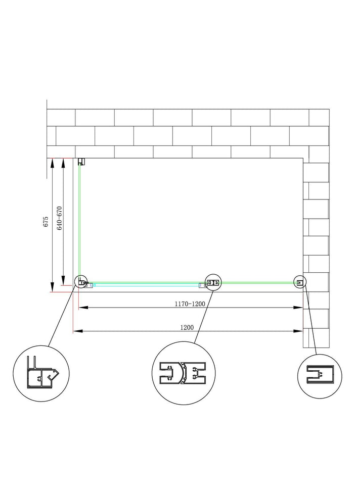 Box doccia angolare parete fissa e porta battente e fisso in linea vetro 6 mm reversibile Misura Fisso 64-67 porta 117-120 (35+65)  