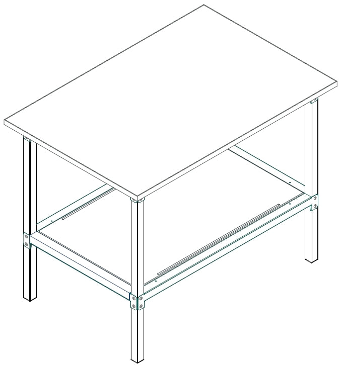 Banco da lavoro per magazzino con struttura metallica cm. 120x80x93h