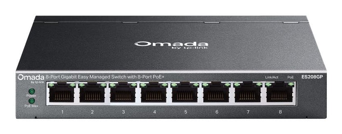 Switch 8p lan gigabit poe+ tp-link es208gp easy managed  4p gigabit poe  (integ,contr.omada sdn)